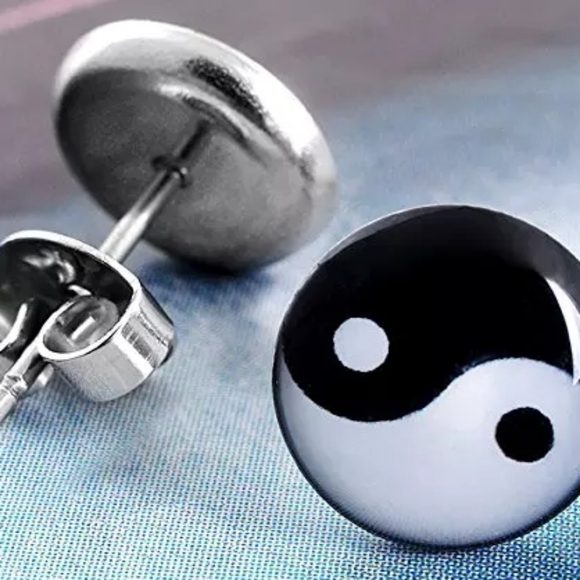 Yin and Yang Stud Earrings - Picture 2 of 2